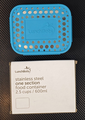 LunchBots Stainless Steel Food Container 2.5 Cups /600ml 1 Sections Aqua Dots