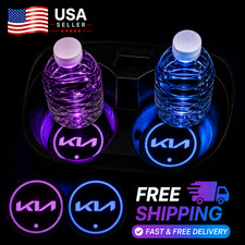 2pcs Led Car Cup Holder Coasters Light Up Drink Pads Compatible With Kia
