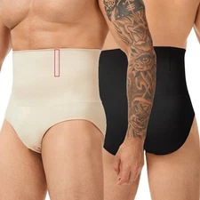 Men High Waist Brief Shapewear Tummy Control Butt Lifter Shorts Slim Body Shaper