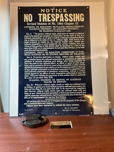 Vintage 1944 Bangor & Aroostook Maine NO TRESPASSING RailRoad Train Notice Sign