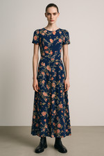 REFORMATION Viscose ROSE FLORAL Print SUSTAINABLE Chiffon TEA MAXI Dress S XS