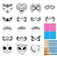31 Pieces Face Stencils Kit, 17 Reusable Large Face Paint Stencils, 4 Small S...