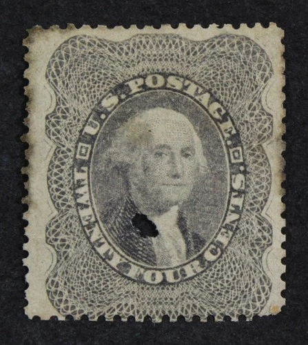 CKStamps: US Stamps Collection Scott#37 24c Washington Mint H OG Hole CV$1450