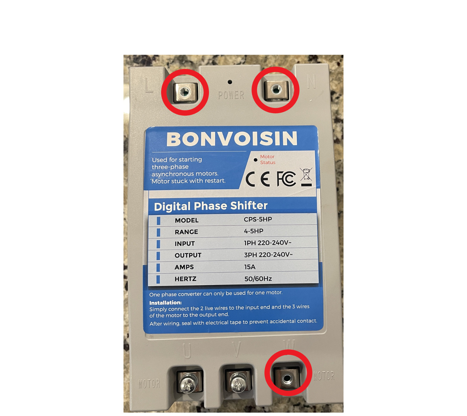 Bonvoisin Single Phase to 3 Phase Converter 5HP(3.75kW) Digital Phase Shifter
