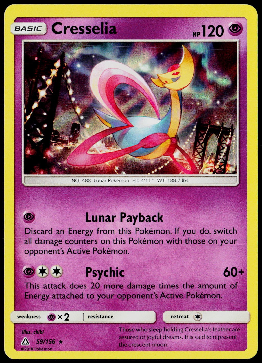 Cresselia 59/156 Holo Rare Ultra Prism Pokemon Near Mint