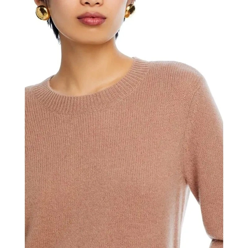 C by Bloomingdale's Women Camel Cashmere Knit Classic Crewneck Sweater Size S - Image 3 of 4