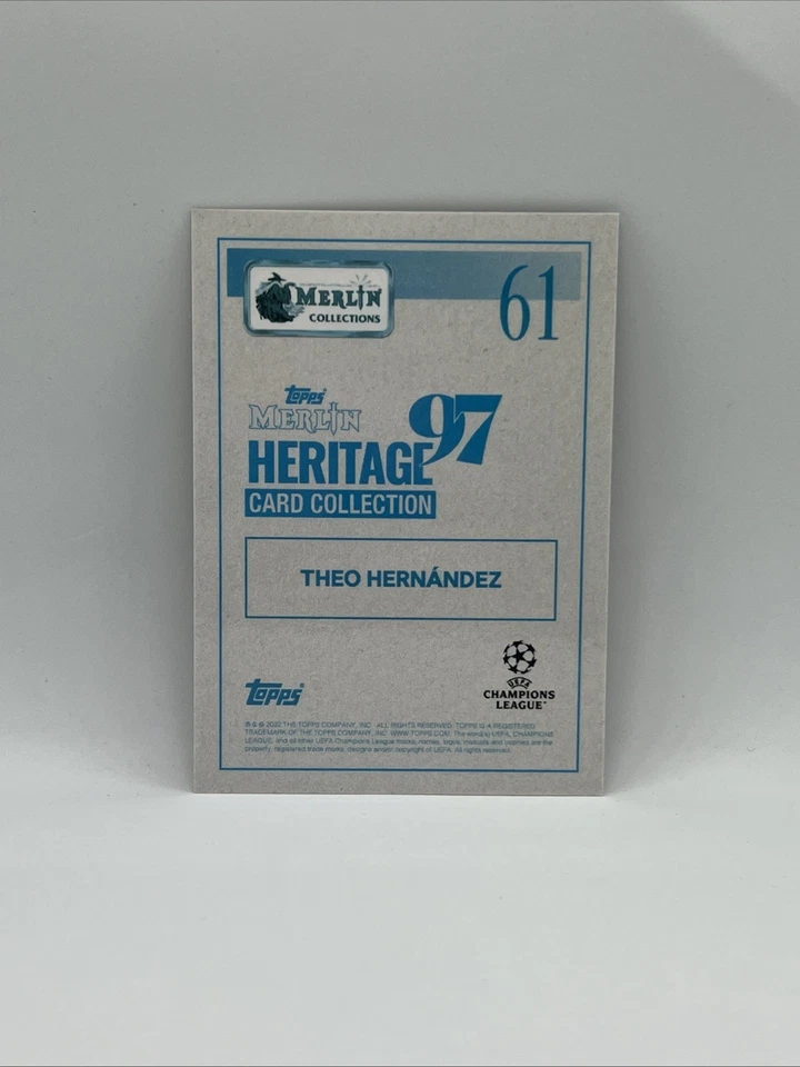 Theo Hernandez Topps Merlin Heritage 97 Auto /99 AC Milan - Image 2 of 2