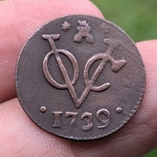 1739 Dutch Netherlands Voc 1 Duit New York Penny Zeeland Grade Coin_a70