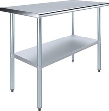 48" x 24" NSF Stainless Steel Food Prep Work Table w/ Adjustable Undershelf