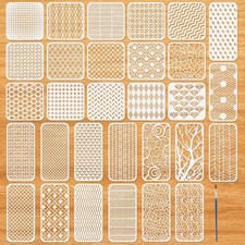 GLASSWINDS 30Pcs Geometric Stencils for 6.3 x inches, 9.4 x 4.7 inches