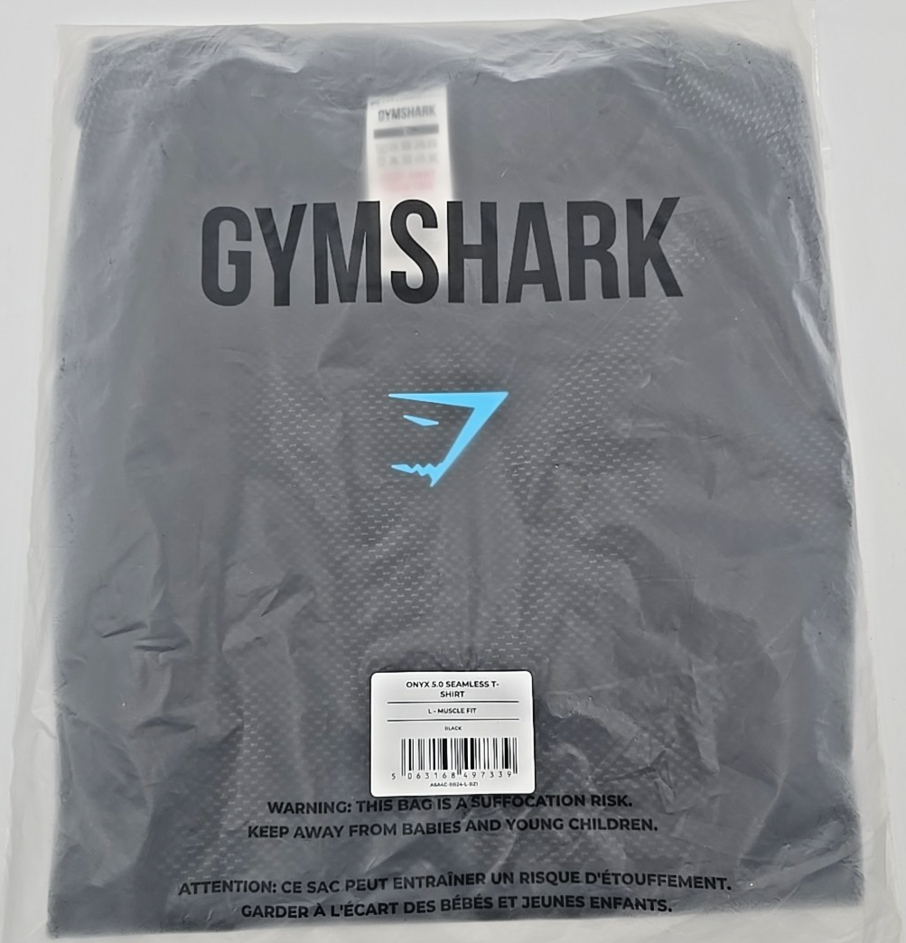 Gymshark Onyx 5.0 Seamless T-Shirt - Black/Onyx Grey Blue Shark