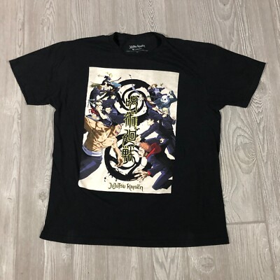 Jujutsu Kaizen Shirt Mens L Black Short Sleeve Manga Anime Characters 0443
