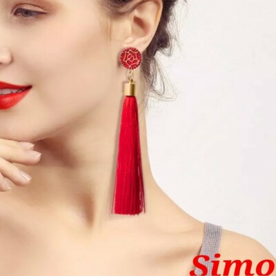 DAMEN OHRHÄNGER GOLD BLAU ROT SCHWARZ NAPPALEDER LANG ROSA GESCHENK SCHMETTERLING