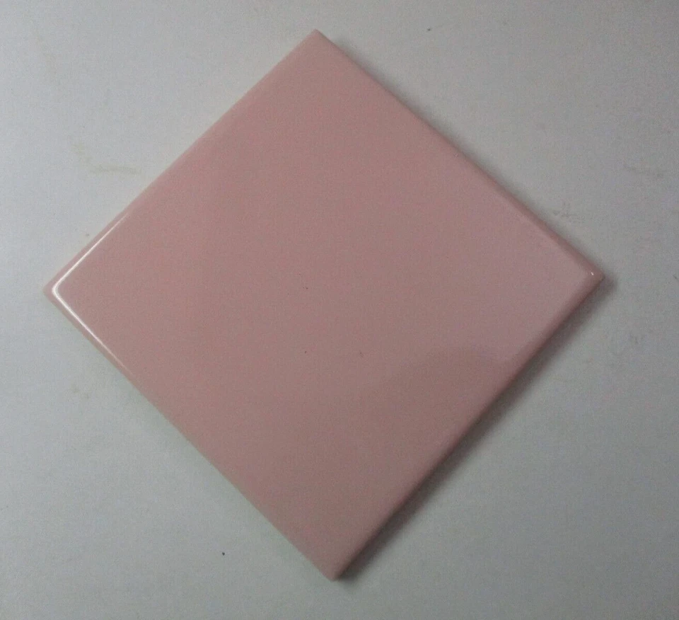 1 Wall Tile Atco USA 4-3/8" Square Gloss Baby Pink Ceramic 1950 Retro Vtg MCM - Image 4 of 4