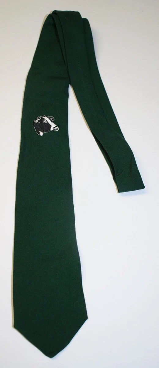 Vintage Green Pure Wool Mens Tie - Australian Cattle Cow