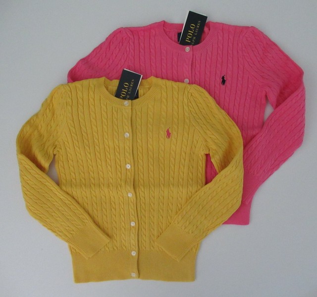 NWT Ralph Lauren Girls Mini Cable Cotton Cardigan Sweater Sz 7 8/10 12/14 16 NEW | eBay