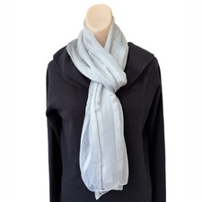 Silky Jacquard Stripe Silver Sequin Scarf Wrap Artsy Fairy Glam Event Whimsy