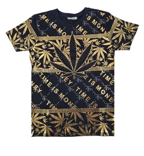 Camisetas estilo hierba cannabis hoja de ganja Time Is Money de diseñador urbano para hombre - Imagen 3 de 7