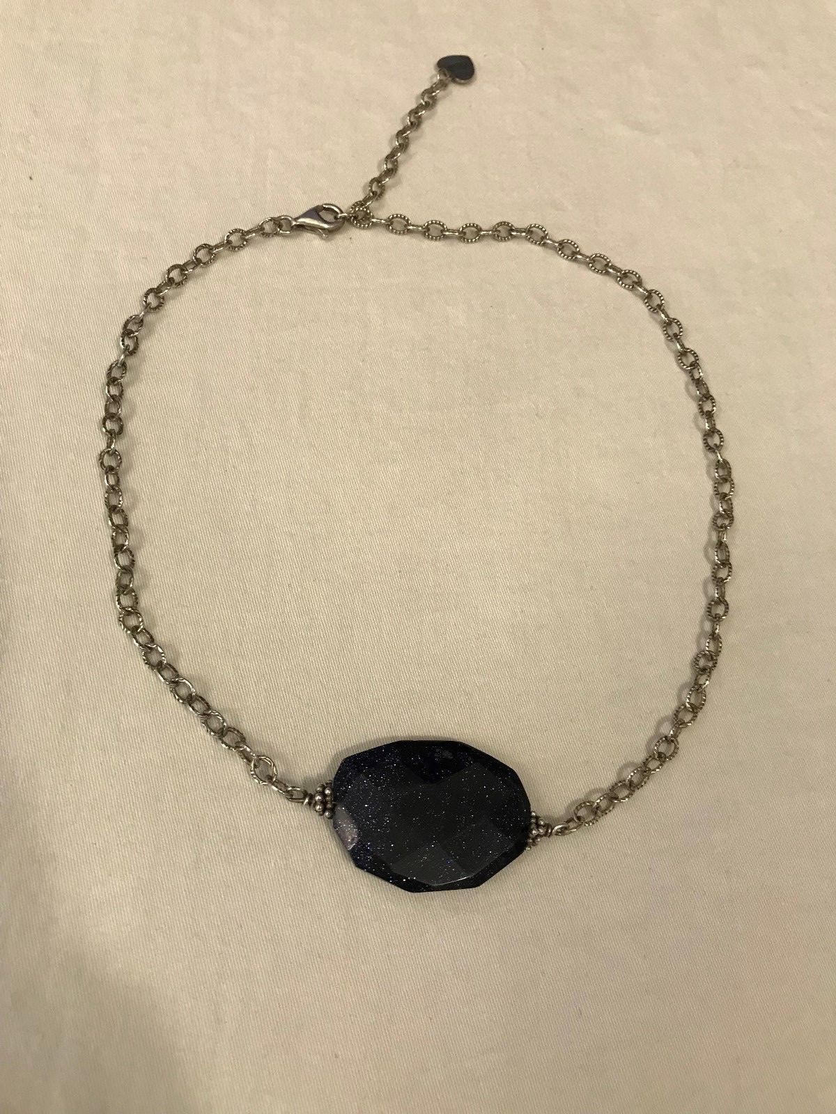 Brenda Perruzza Purple Goldstone Sterling Silver 925 Chain Necklace eBay