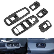 Inner Window Lift Switch Panel Cover Trim for Dodge Ram 1500 2018+ Carbon Fiber