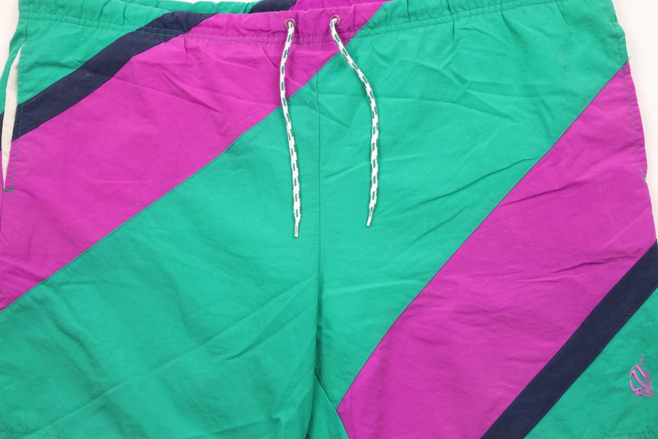 Vintage 90s Nautica Mens 2XL XXL Color Block Lined Above Knee Shorts Swim Trunks Foto 3 de 4