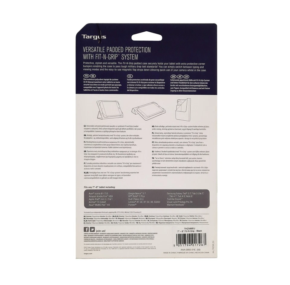 Targus Fit-N-Grip Universal Case THZ589EU für Tablets von 7 bis 8 Zoll, black - Bild 2 von 2