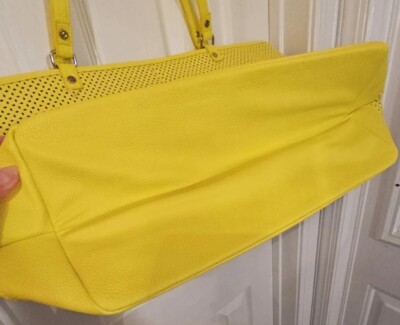 Thirty-One Jewell Vegan Leather Diamond Punch Yellow Tote Bag