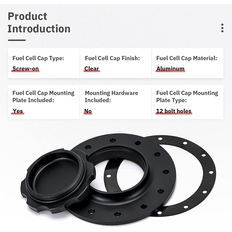 Billet Aluminum Easy Fill Fuel Cell Gas Cap With 12 Hole Cell Bung