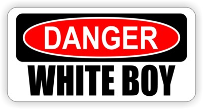Danger WHITE BOY Funny Hard Hat Sticker | Motorcycle Welding Helmet Decal Label