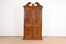 Drexel Heritage Georgian Carved Flame Mahogany Armoire Dresser or Linen Press