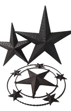 3 Metal Stars Wall Art Hanging Cowboy Western Primitive Style Americana 3295