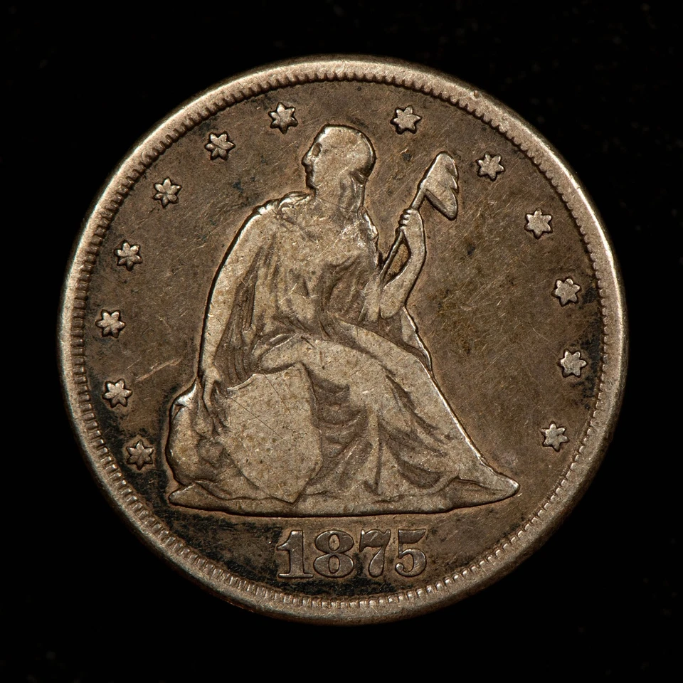 1875-CC 20c Seated Liberty Twenty Cent Piece Silver Coin - VG/Fine - B4824 - Image 3 of 4