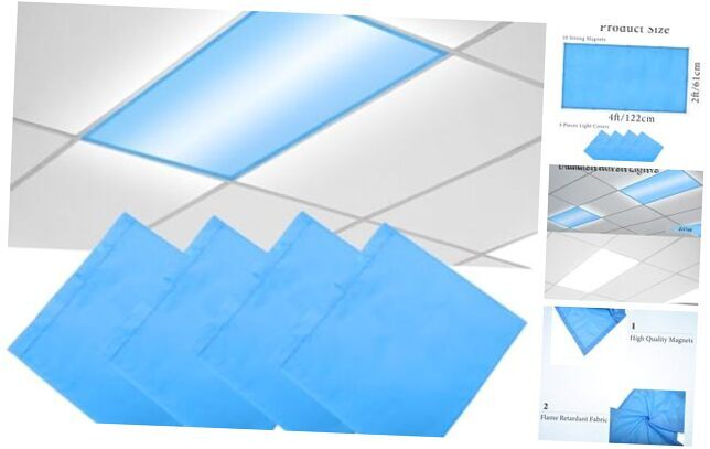 4 Pcs Fluorescent Light Covers, 4 x 2 Feet Magnetic Light Covers for Ceiling