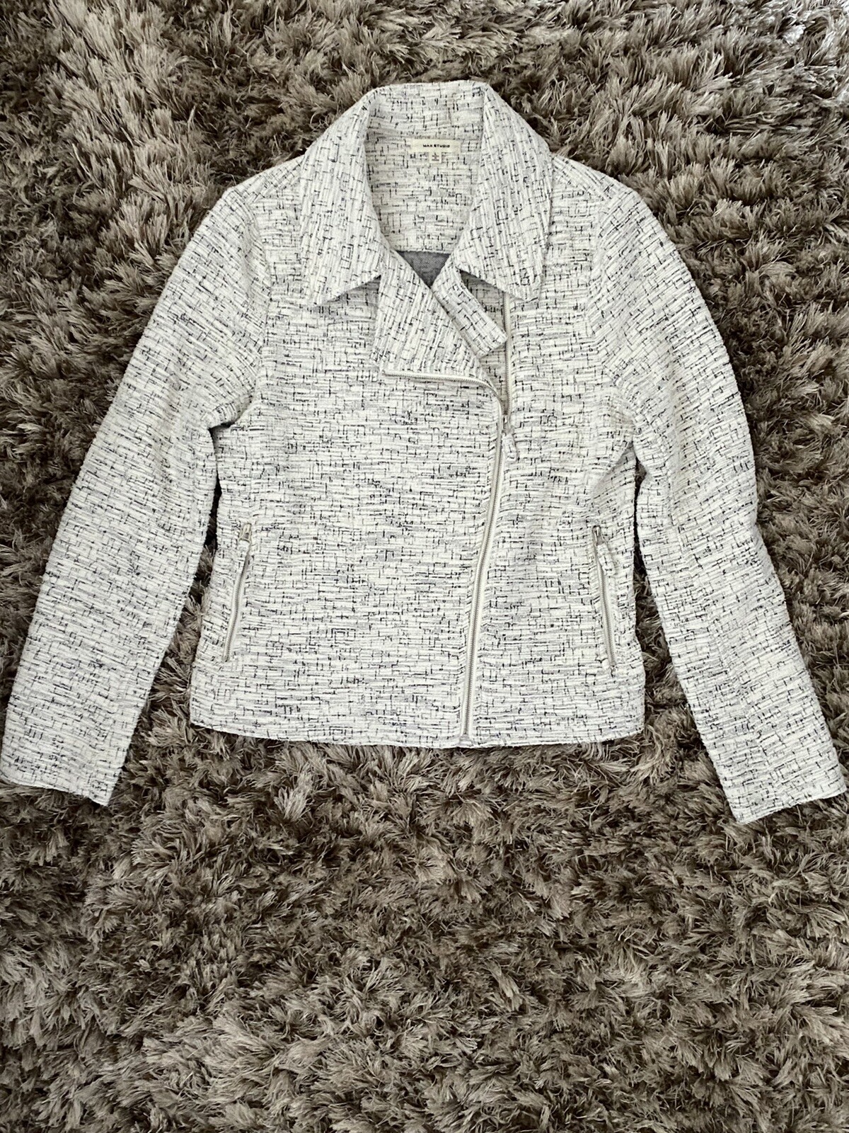 MAX STUDIO Tweed Jacket Full Zip White 