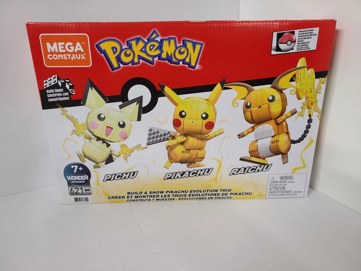 MEGA Construx Pokémon Pichu Pikachu Raichu Build and Show Evolution Trio -  GYH06 887961971552