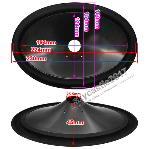 2x For 6*9 inch 6"x9" Elliptical Speaker Cone Woofer Basin Bass Drum Paper 25mm - Picture 6 of 11