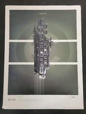EVE ONLINE CCP GAMES: THE DRAKE SHIP POSTER 18x24 PRINT SIGNATURE BRYAN K. WARD