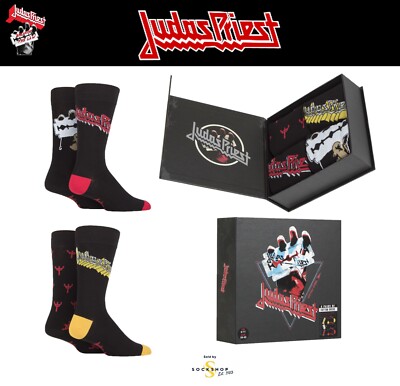 Herren Judas Priest Geschenkbox Baumwollsocken, 4 Paar Pack -- exklusiv bei SOCKSHOP