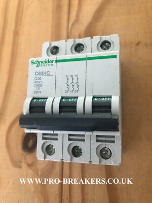 Schneider MCB 20 AMP dreipolig 3-Phasen Typ C 20A C60HC320 Merlin Gerine 25674