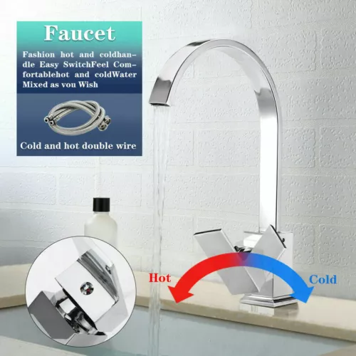 Kitchen Sink Mixer Taps Swivel Spout Single Lever Tap Mono Chrome Modern Faucet