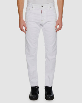 $535 Dsquared2 Men's White Button Fly Italy Slim Fit Denim Jeans Sz IT 44 US 28