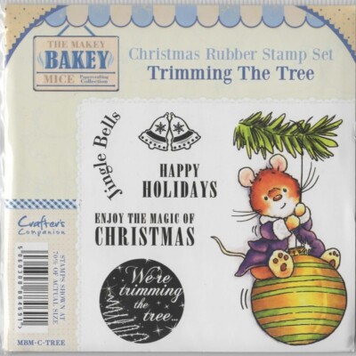 Crafters Companion : Makey Bakey Mice : Unmounted Rubber Stamp : Trim the Tree