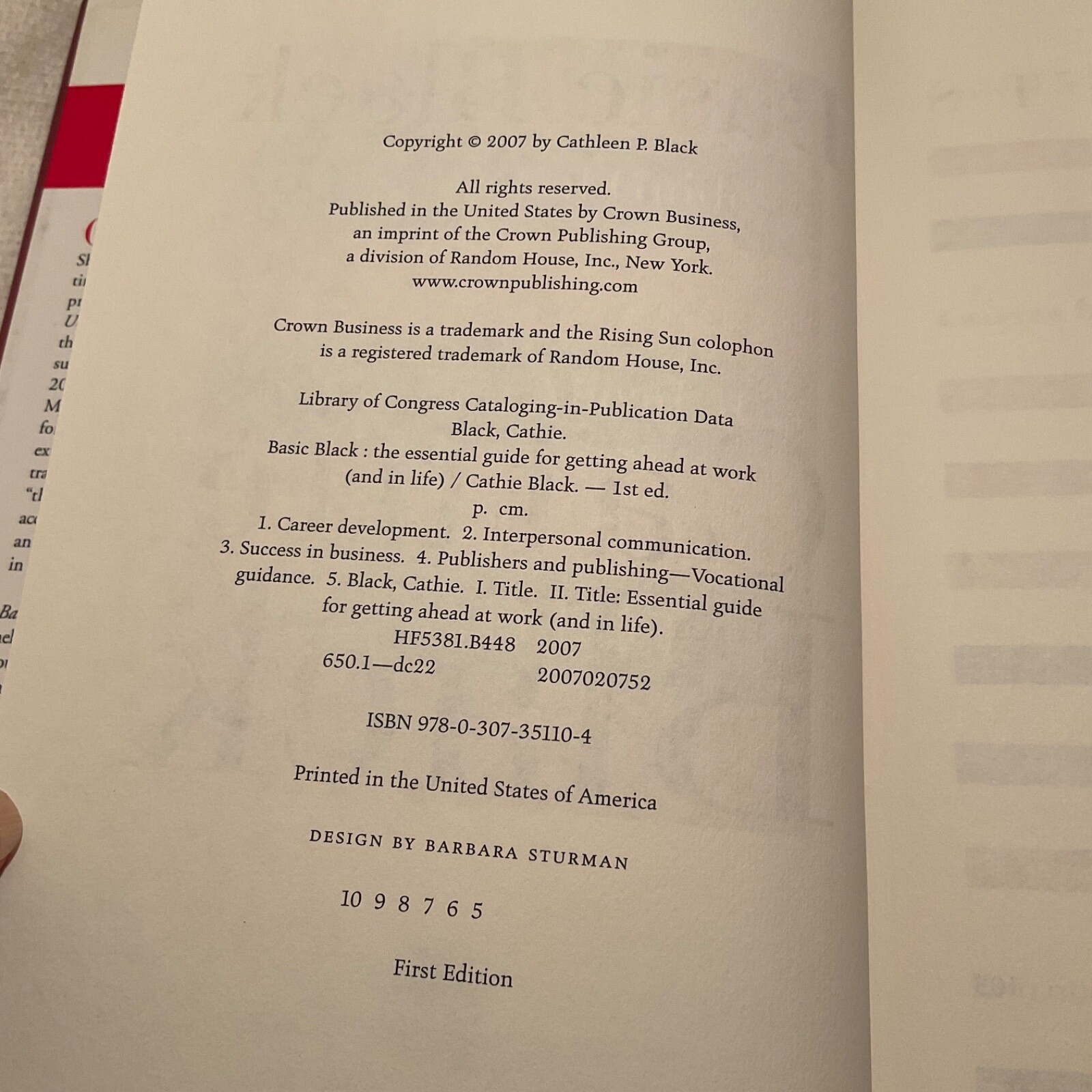 Basic Black: Essential Guide for Getting Ahead at Work - Cathie Black Book (HC) thumbnail 6