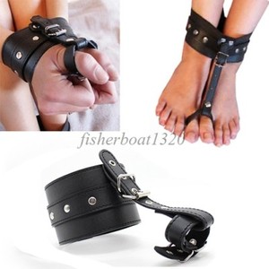 Restraitnt Slave Stainless Steel Toe To Toe Cuffs Pin Locked Shackles Manacles