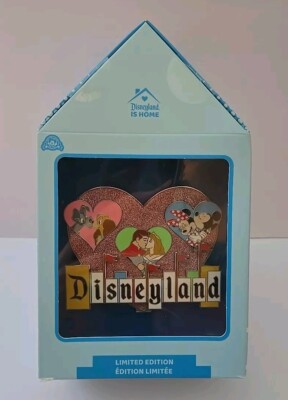 Disney Disneyland is Home Marquee Heart Sign Lady & Tramp Aurora Jumbo LE Pin