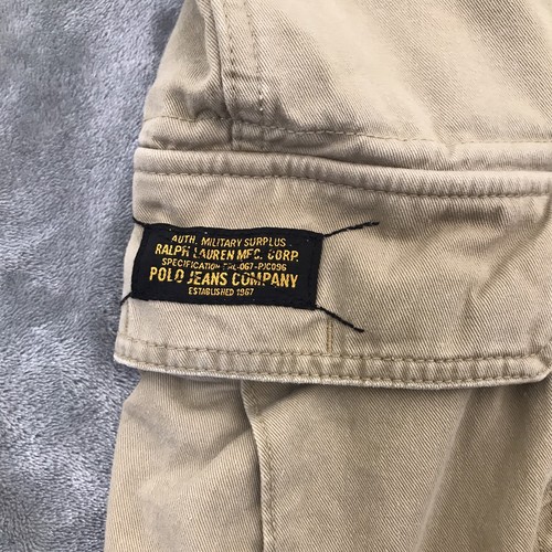 Pantalones Cortos Polo Jeans Carga Para Hombres 38 Marrón Ralph Lauren Militar Excedente Y2K Sueltos - Imagen 3 de 11