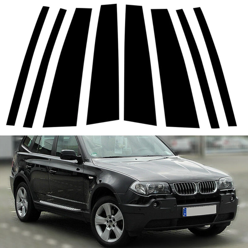 For BMW X3 E83 2004-2009 2010 Gloss Black Pillar Posts Door Trim Window Cover Foto 2 de 4