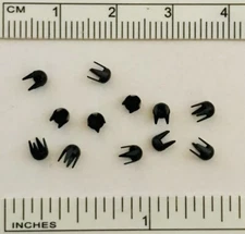 4-Prong 1/8 Inch (3mm) ROUND DOME NAILHEADS Blackened SET-OF-12 (Doll Buttons!)