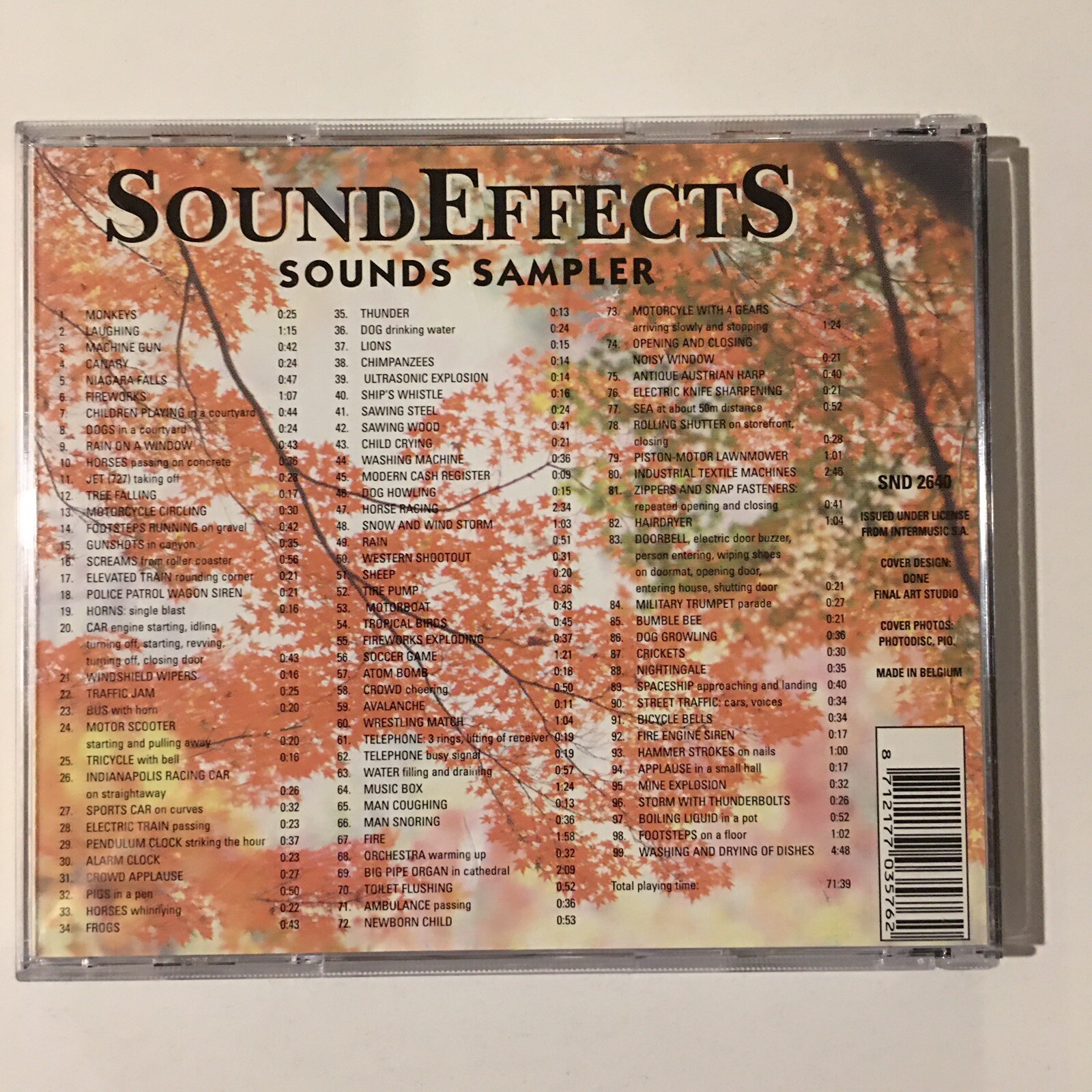 Sound Effects For Video And Film CD 1998 IMC Sabam