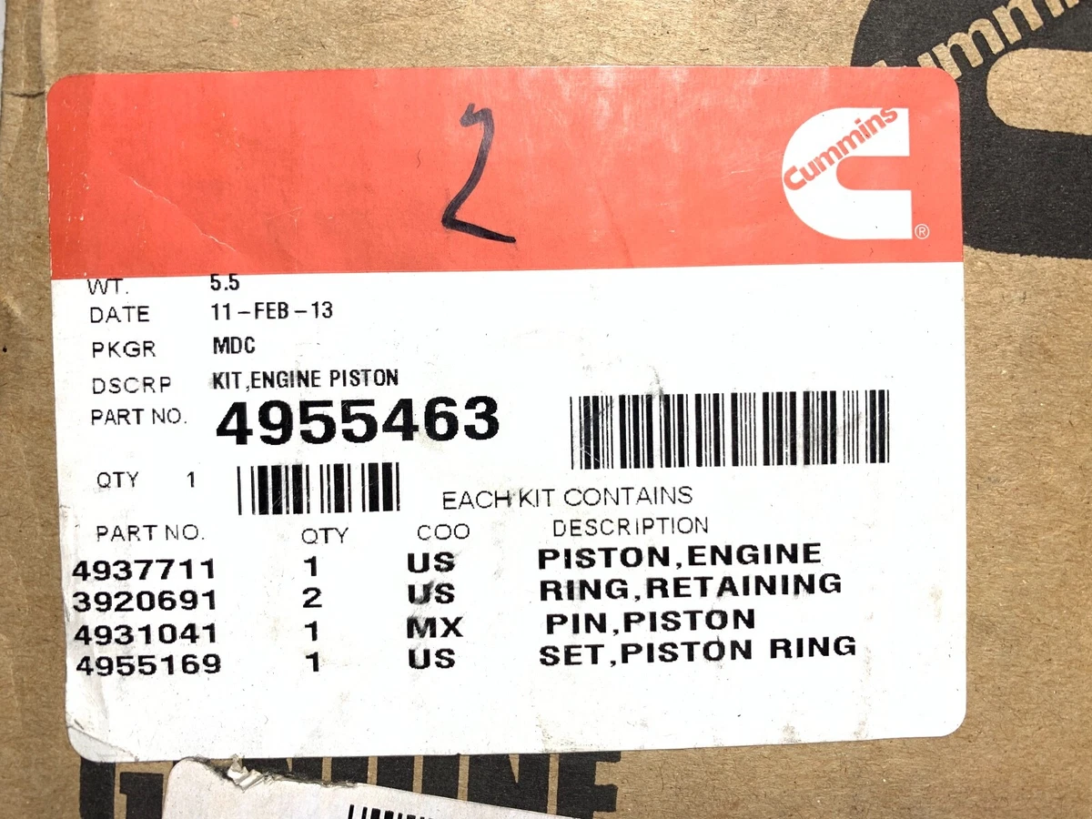 Cummins KIT,ENGINE PISTON 4955463 | eBay